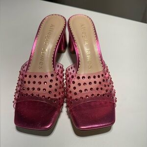 ALLEGRA JAMES Vera Block Heel Studded Mules, Fuchsia, US 7.5